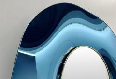 Ghir Studio Undulate Handmade Celestial Blue Crystal Mirror DIA 39 37 by Ghir Studio - 3476918