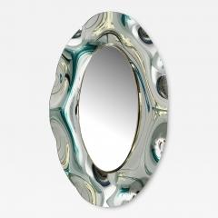 Ghir Studio Undulate Oval Mirror Silver Crystal and Polished Brass Frame by Ghir Studio - 3272402