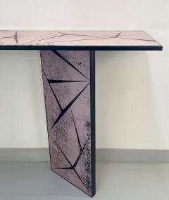 Ghir Studio Zig Zag Console Table in hand crafted Iridescent Pink Glass by Ghir Studio - 3238389