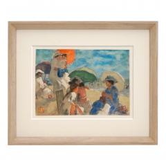 Ghodrat Delbasteh French Watercolor Beach Scene - 4243186