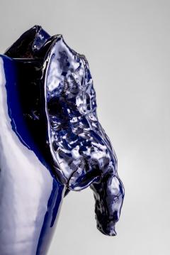 Giacinto Cerone Giacinto Cerone sculptural vase in blue glazed ceramic Italy after 1993 - 4592574
