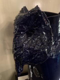 Giacinto Cerone Giacinto Cerone sculptural vase in blue glazed ceramic Italy after 1993 - 4592580