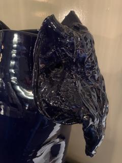 Giacinto Cerone Giacinto Cerone sculptural vase in blue glazed ceramic Italy after 1993 - 4592581