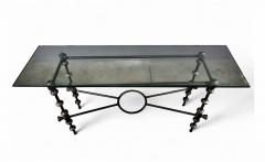 Giacometti Style Wrought Iron and Glass Console - 3997394