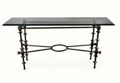 Giacometti Style Wrought Iron and Glass Console - 3997395