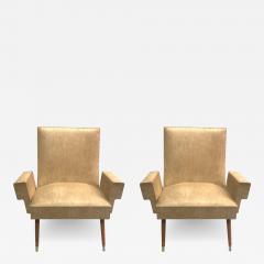 Giacomo Balla Pair of Italian Futurist Mid Century Modern Lounge Chairs Giacomo Balla - 2383211