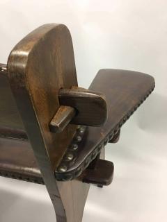 Giacomo Balla Pair of Italian Futurist Wood Leather Lounge Chairs Giacomo Balla Attributed - 1722792