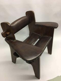 Giacomo Balla Pair of Italian Futurist Wood Leather Lounge Chairs Giacomo Balla Attributed - 1722794