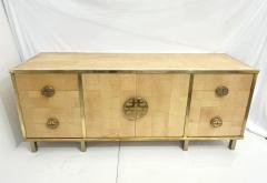 Giacomo Sinopoli Sinopoli 1970s Italian Back Finished Asian Style Brass Bamboo Sideboard Cabinet - 2975434