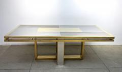 Giacomo Sinopoli Sinopoli 1970s Italian Brass Satin Chrome Geometric Large Dining Hall Table - 2912210