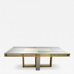 Giacomo Sinopoli Sinopoli 1970s Italian Brass Satin Chrome Geometric Large Dining Hall Table - 2913258