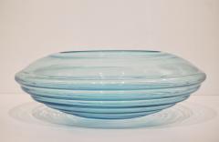 Giampaolo Ghisetti Giampaolo Ghisetti 1970s Vintage Round Aquamarine Blue Murano Glass Ribbed Bowl - 1116973