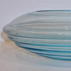 Giampaolo Ghisetti Giampaolo Ghisetti 1970s Vintage Round Aquamarine Blue Murano Glass Ribbed Bowl - 1116974