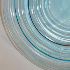 Giampaolo Ghisetti Giampaolo Ghisetti 1970s Vintage Round Aquamarine Blue Murano Glass Ribbed Bowl - 1116975