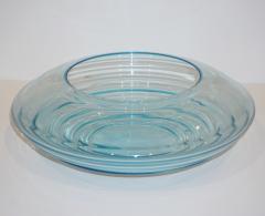 Giampaolo Ghisetti Giampaolo Ghisetti 1970s Vintage Round Aquamarine Blue Murano Glass Ribbed Bowl - 1116976