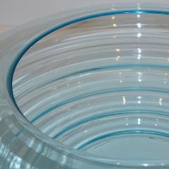 Giampaolo Ghisetti Giampaolo Ghisetti 1970s Vintage Round Aquamarine Blue Murano Glass Ribbed Bowl - 1116978