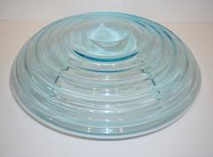 Giampaolo Ghisetti Giampaolo Ghisetti 1970s Vintage Round Aquamarine Blue Murano Glass Ribbed Bowl - 1116982