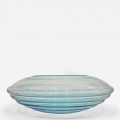 Giampaolo Ghisetti Giampaolo Ghisetti 1970s Vintage Round Aquamarine Blue Murano Glass Ribbed Bowl - 1117382