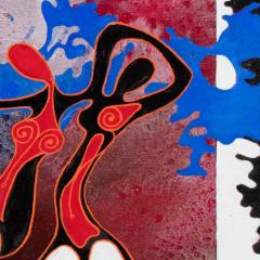 Gian Berto Vanni Dance Under the Moon Dancing Figures Reminiscent of Matisse Red and Blue - 3816877