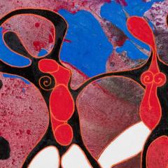 Gian Berto Vanni Dance Under the Moon Dancing Figures Reminiscent of Matisse Red and Blue - 3816879