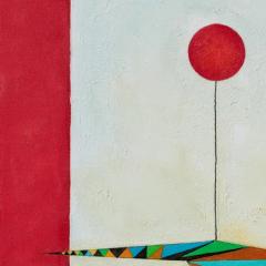Gian Berto Vanni Sophisticated Lady on a Walk Woman Walking a Red Balloon Oil Paint Geometry - 3819069