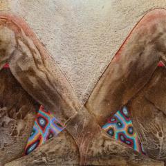 Gian Berto Vanni Under the Skin Nude Female Figures Caryatids Oil Painting in Brown Colors - 3816895