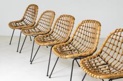 Gian Franco Legler Splendid set of 8 curved rattan chairs with iron rod structure  - 3143208