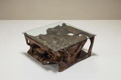 Gian Paulo Zaltron Sculptural Coffee Table in Wood and Glass by Gian Paulo Zaltron Italy 1973 - 3555210