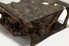 Gian Paulo Zaltron Sculptural Coffee Table in Wood and Glass by Gian Paulo Zaltron Italy 1973 - 3555211