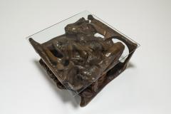 Gian Paulo Zaltron Sculptural Coffee Table in Wood and Glass by Gian Paulo Zaltron Italy 1973 - 3555216