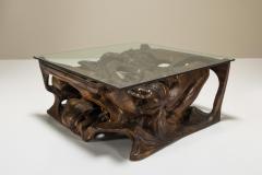 Gian Paulo Zaltron Sculptural Coffee Table in Wood and Glass by Gian Paulo Zaltron Italy 1973 - 3555219