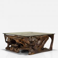 Gian Paulo Zaltron Sculptural Coffee Table in Wood and Glass by Gian Paulo Zaltron Italy 1973 - 3590669