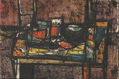 Giancarlo Isola Oil on Canvas Abstract Still Life Entitled Tavolo E Oggetti by Giancarlo Isola - 4567859