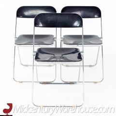 Giancarlo Piretti Anonima Castelli Style Smoked Lucite Folding Chairs Set of 3 - 2355823