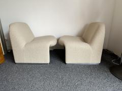 Giancarlo Piretti Pair of Slipper Chairs Alky Boucl Fabric by Giancarlo Piretti Italy 1970s - 3020450