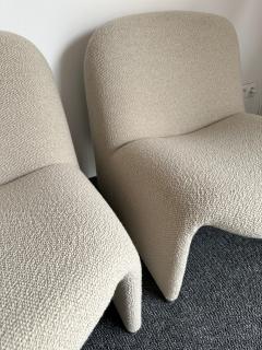 Giancarlo Piretti Pair of Slipper Chairs Alky Boucl Fabric by Giancarlo Piretti Italy 1970s - 3020455