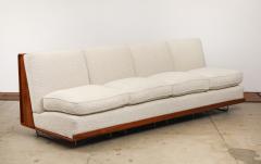 Giancarlo Pozzo Vintage Italian Walnut and Ivory Boucle Mid Century Sofa by Giancarlo Pozzo - 4292473