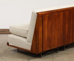 Giancarlo Pozzo Vintage Italian Walnut and Ivory Boucle Mid Century Sofa by Giancarlo Pozzo - 4292474