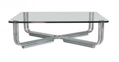 Gianfranco Frattini Gianfranco Frattini Cassina Glass Chrome Tubuluar Steel Coffee Table Italy 1970s - 2929028