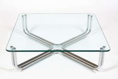 Gianfranco Frattini Gianfranco Frattini Cassina Glass Chrome Tubuluar Steel Coffee Table Italy 1970s - 2929029