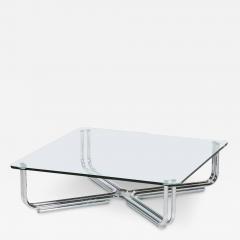 Gianfranco Frattini Gianfranco Frattini Cassina Glass Chrome Tubuluar Steel Coffee Table Italy 1970s - 2930682