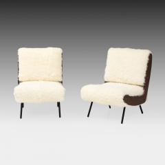 Gianfranco Frattini Ivory Kalgan Lambskin Lounge Chairs Model 836 - 3591488