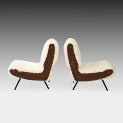 Gianfranco Frattini Ivory Kalgan Lambskin Lounge Chairs Model 836 - 3591490