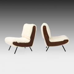 Gianfranco Frattini Ivory Kalgan Lambskin Lounge Chairs Model 836 - 3591491