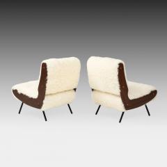 Gianfranco Frattini Ivory Kalgan Lambskin Lounge Chairs Model 836 - 3591494