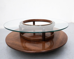 Gianfranco Frattini Mid Century Gianfranco Frattini Round Coffee Table Teak and Glass 1950s - 3410476