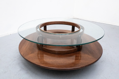 Gianfranco Frattini Mid Century Gianfranco Frattini Round Coffee Table Teak and Glass 1950s - 3410477