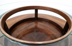 Gianfranco Frattini Mid Century Gianfranco Frattini Round Coffee Table Teak and Glass 1950s - 3410480