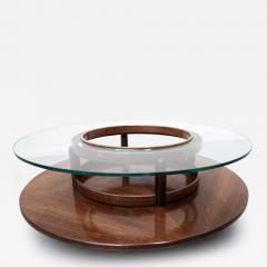 Gianfranco Frattini Mid Century Gianfranco Frattini Round Coffee Table Teak and Glass 1950s - 3412122