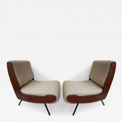 Gianfranco Frattini Mid Century Pair of 836 Wood Armchairs by Gianfranco Frattini Italy 1950s - 2997259